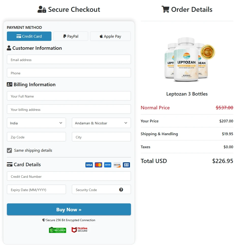 Secure Checkout Form